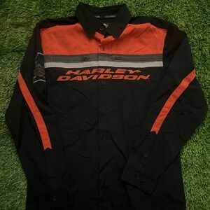 Harley Davidson Color blocked Button Up Workwear Long Sleeve Size Medium *Sold*